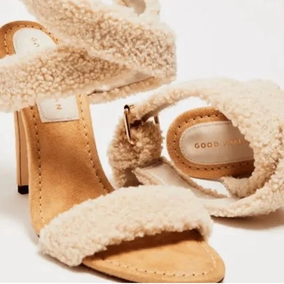 Good American Sherpa Sandals Heels Size 7 - Picture 4 of 7